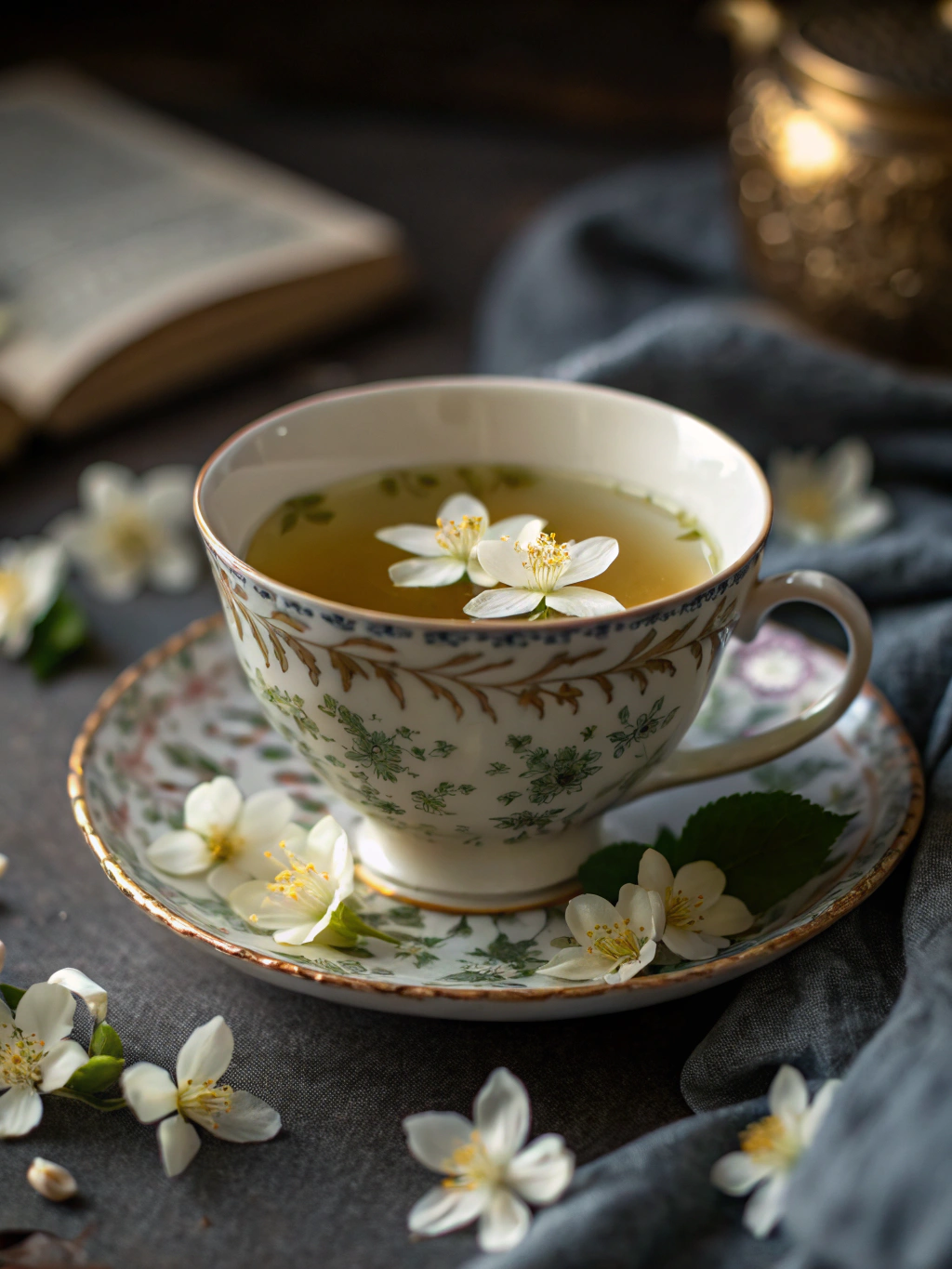 Traditional jasmine tea service in porcelain